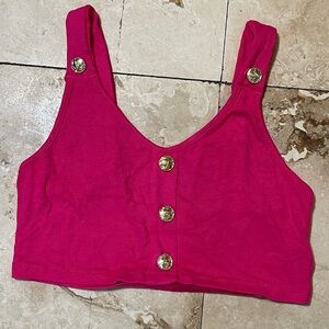 SHEIN Fuchsia Buttoned Crop Top